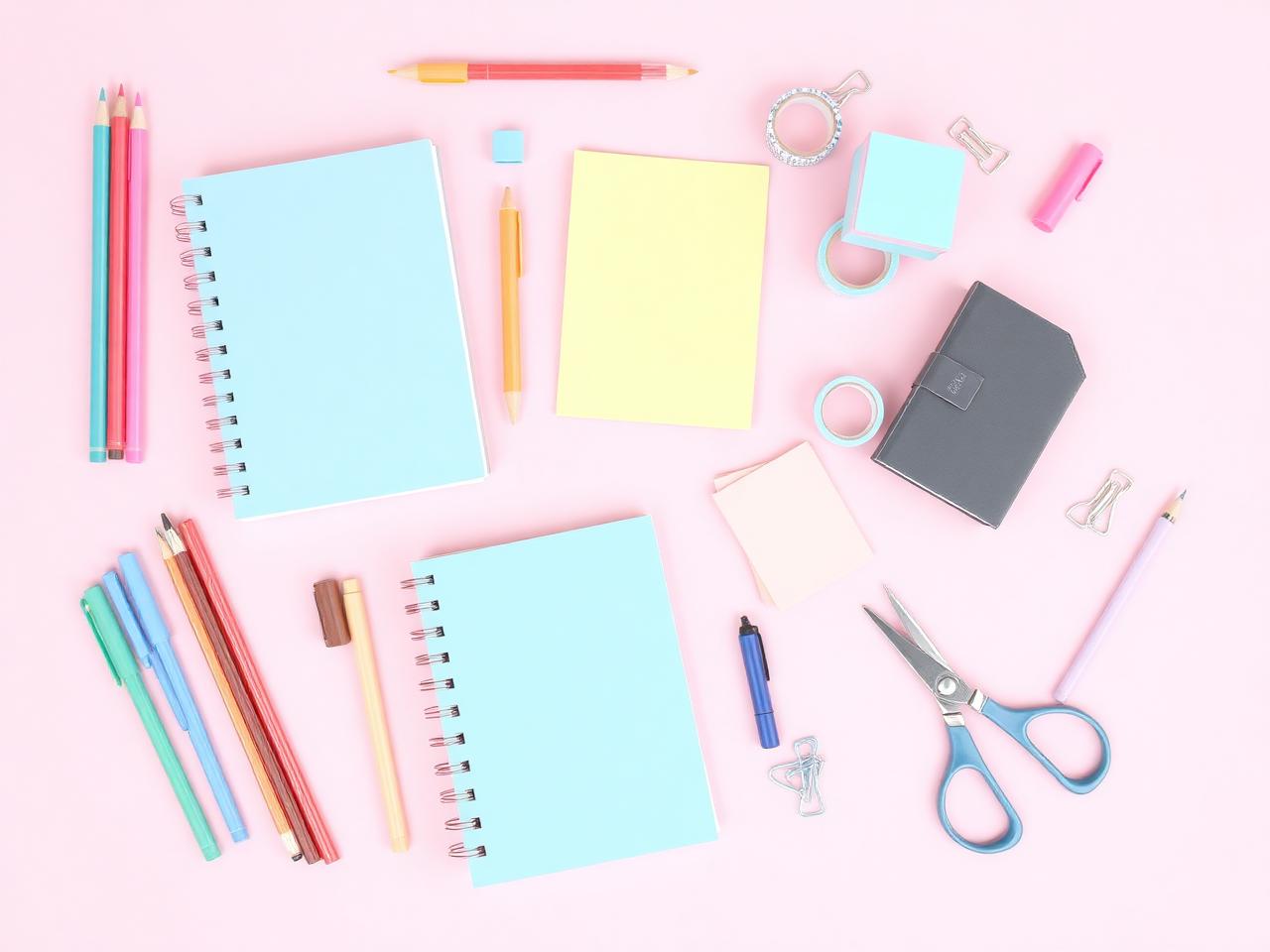 Material de escritorio pastel